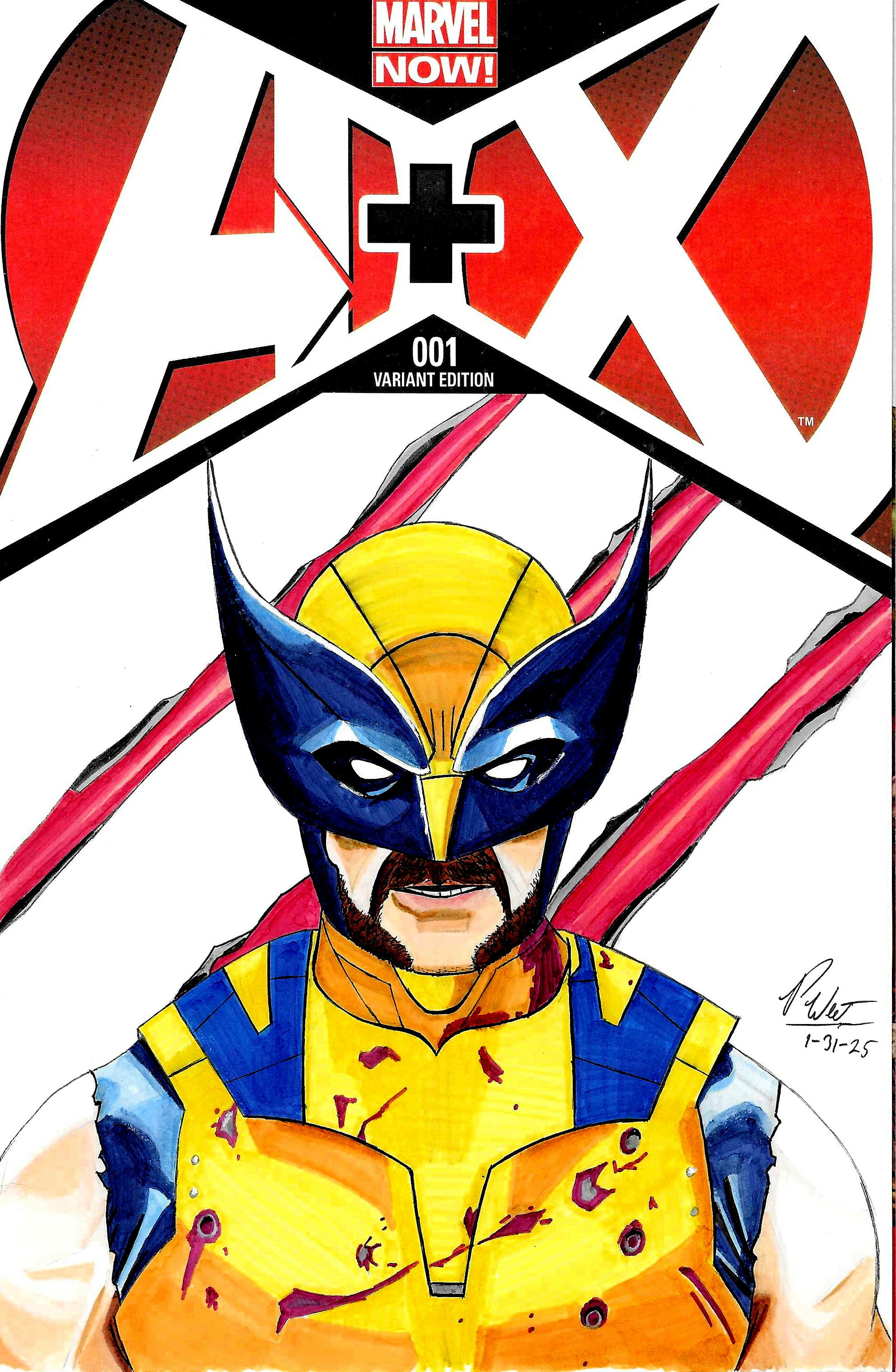 This is a sketch cover of Wolverine, drawn on an Avengers + X-Men cover